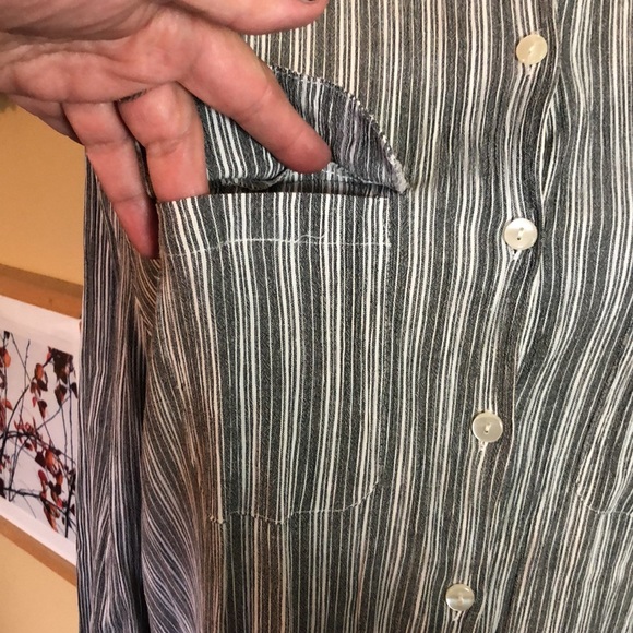 Vtg 90s APPARENZA Size 22W Tunic Length Stripe Gray/White Blouse Textured NEW - Picture 14 of 16